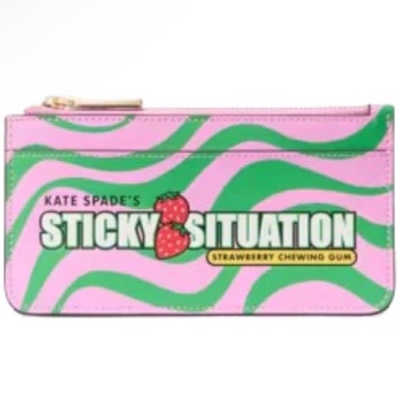 Kate Spade NWT Novelty Sticky Situation Pink Bubble Gum Large Slim wallet card - Picture 4 of 4